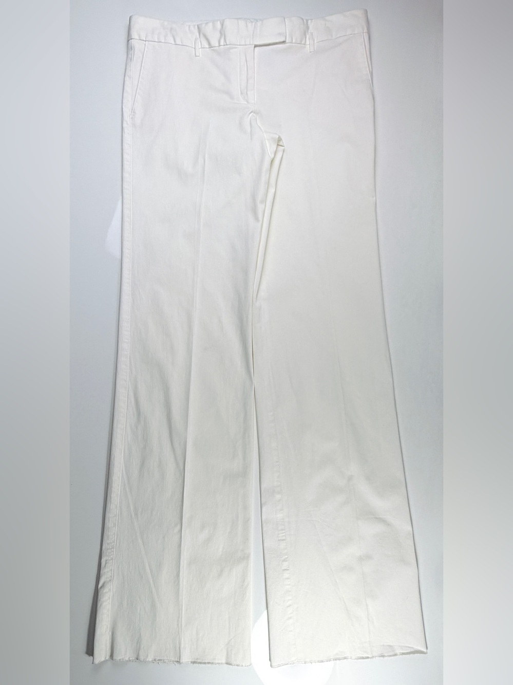 Kaufmanfranco Ivory Cotton Stretch Wide Leg Flat Front Trousers, Sz 44/8